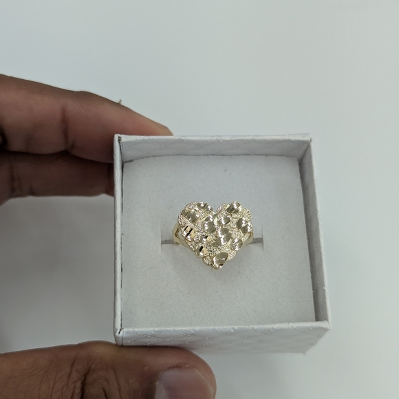 10kt Real Gold Heart Nugget Ring for Women